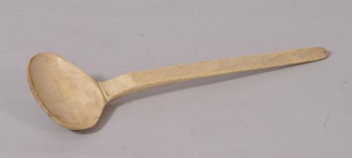 S/3137 Antique Treen 19th Century Sycamore Cawl Spoon