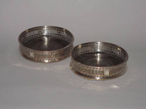 Pair of George III Old Sheffield Plate Silver Magnum Bottle Coasters, circa 1775