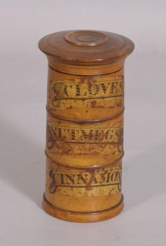 S/3178 Antique Treen 19th Century Sycamore Three Tier Spice Tower