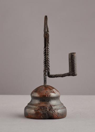 Early 19th Century Twist Stem Wrought Iron and Beech Rush Nip