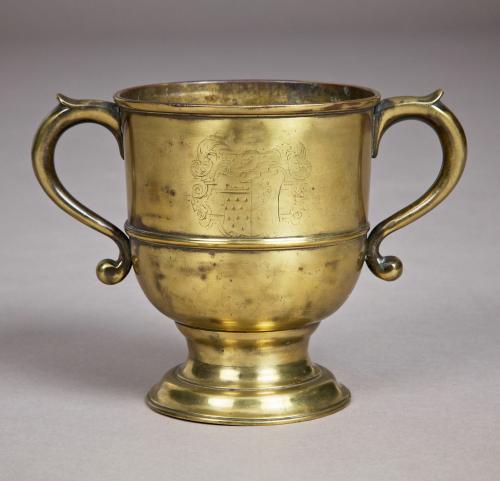 An Early 18th Century English Brass Loving Cup  English Circa: 1730-1740