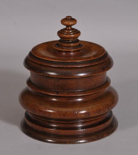 S/3222 Antique Treen 19th Century Elm Tobacco Jar