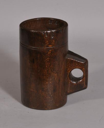 S/3240 Antique Treen 19th Century Dated Beech Pint Measure