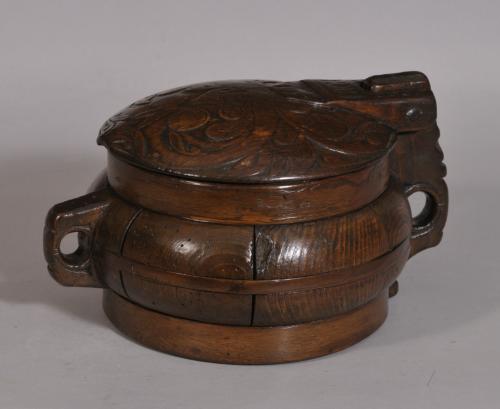 S/3238 Antique Treen 19th Century Dated Icelandic Stained Pine Food Box
