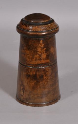 S/3249 Antique Treen 19th Century Fruitwood Container
