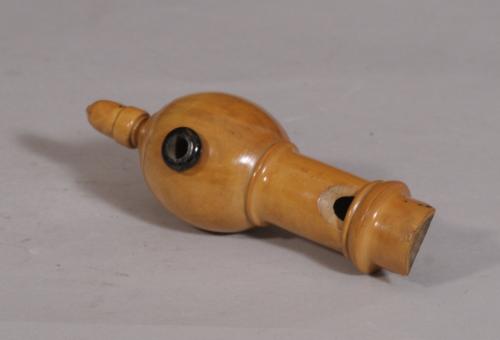 S/3283 Antique Treen 19th Century Boxwood Cuckoo Whistle