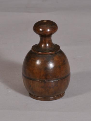 S/3268 Antique Treen 19th Century Fruitwood Salt Shaker