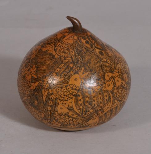 S/3271 Antique Peruvian Decorated Gourd