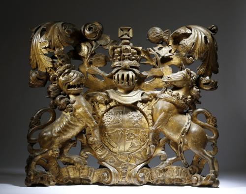 18th Century Carved Lime Wood Royal Coat of Arms