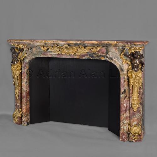 Louis XV Style Marble Fireplace With Mounts Depicting Flora and Zephyr ©AdrianAlanLtd