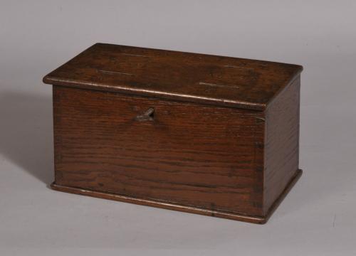 S/3387 Antique Treen 19th Century Oak Money Box