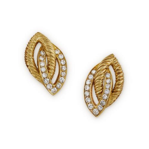 Van Cleef & Arpels 18ct yellow gold and diamond earclips