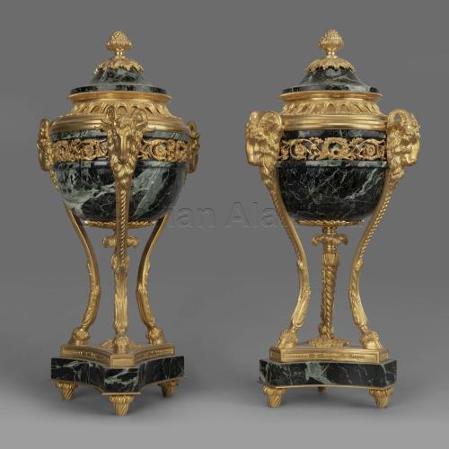 Louis XVI Style Gilt-Bronze and Marble Cassolettes ©AdrianAlanLtd