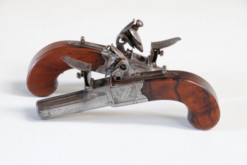 Pair of Box Lock Pocket Pistols, English, Circa 1800