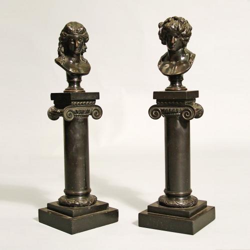 A Pair of Miniature Bronze Busts