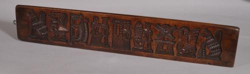 S/3404 Antique Treen 19th Century Fruitwood Gingerbread Mould