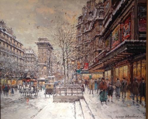 Paris in Winter - Porte St Denis Antoine Blanchard (1910-1988)