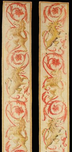 late 19th century English Needlework Panels featuring Unicorns
