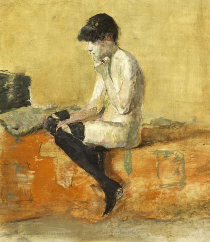 Stephen Goddard (b. 1959), Étude de nu. Femme assise sur un divan