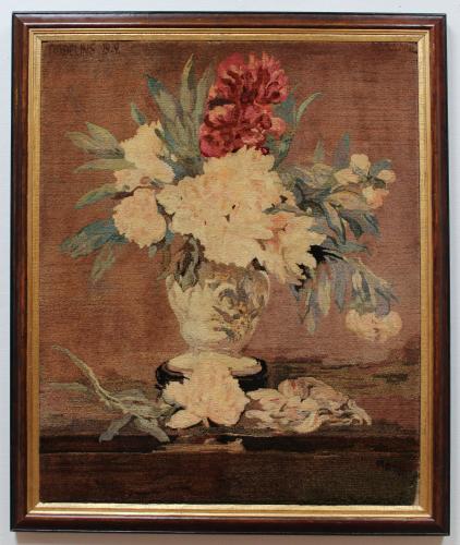 Gobelins, Peonies in a Vase on a Pedestal, after Manet