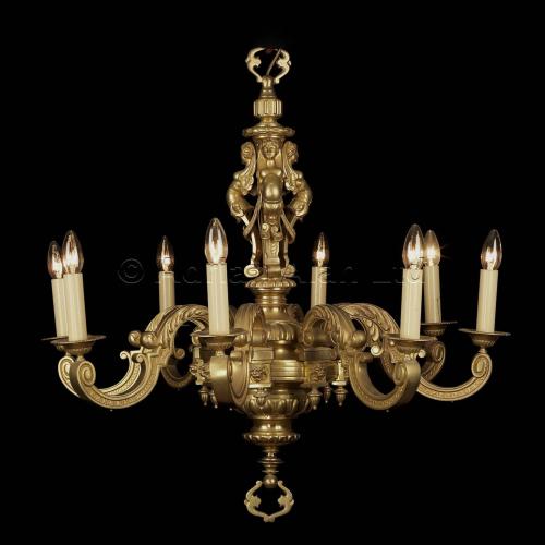 Gilt-Bronze Louis XIV Style Eight-Light Chandelier ©AdrianAlanLtd