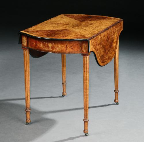 A George III Amboyna and Marquetry Pembroke Table attributed to Henry Hill 