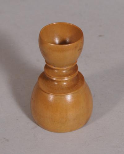 S/3528 Antique Treen 19th Century Small Boxwood Apothecary's Double Measure