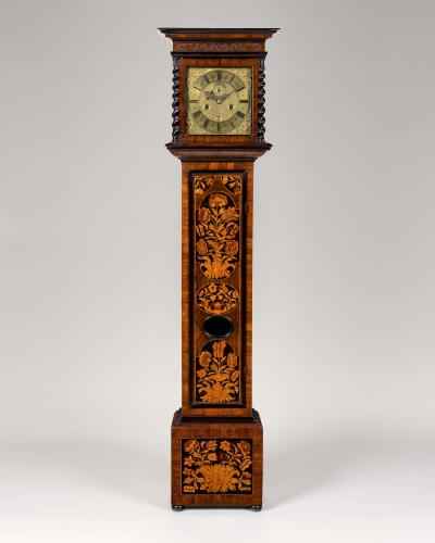 John Ebsworth: William III period floral marquetry longcase clock