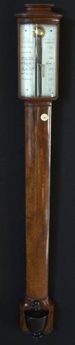 Anthony Pastorelli - London. Georgian mahogany flat to the wall bow-front stick barometer