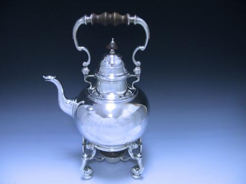 Antique Queen Anne Britannia Silver Tea Kettle on Stand