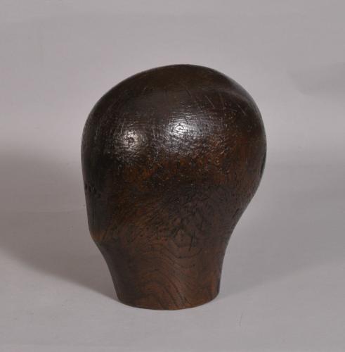 S/3503 Antique Treen 18th Century Solid Elm Wig Stand