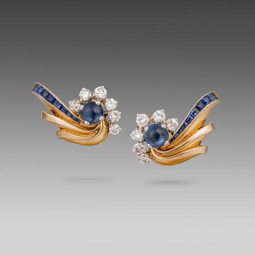 Cartier Sapphire, Diamond and Gold Earrings