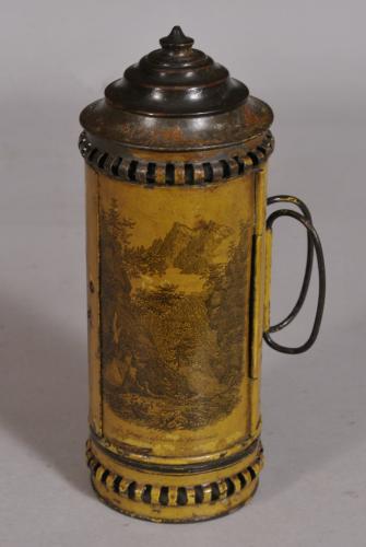 S/3521 Antique 19th Century Tin Toleware Travelling Candle Lantern