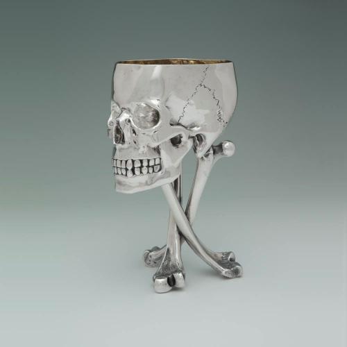 A Victorian Antique English Silver Skull Cup