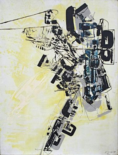 CLAUDE GEORGES (1929-1988) Composition en gris et jaune