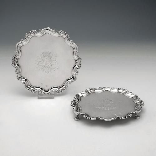 A Fine Pair of George II Antique Irish Silver Salvers