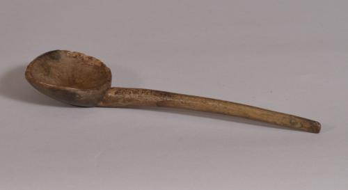S/3555 Antique Treen 19th Century Cawl Spoon