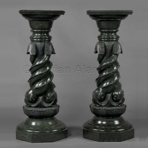 Green Serpentine Marble Pedestals, Carved With Entwined Dolphins ©AdrianAlanLtd