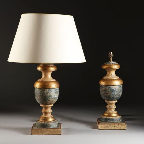 A Pair of Italian Wooden Baluster Lamps