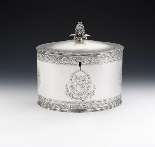 An extremely fine and rare George III Tea Caddy made in London in 1785 by Daniel Smith & Robert Sharp