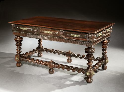 An unusually, large and fine, late-17th century, Portuguese, Brazillian rosewood centre or library table
