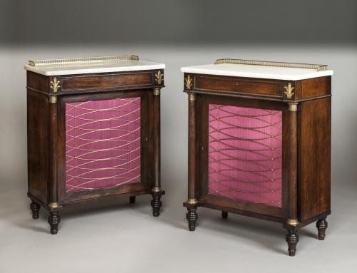 Pair of English Antique Late Regency Period Rosewood Cabinets