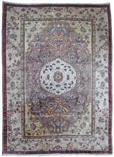 Antique silk Fereghan rug