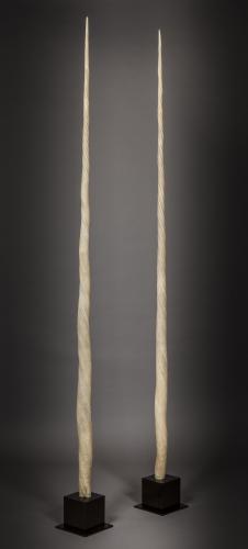 Pair of antique ornamental Narwhal marine tusks Monodon Monoceros