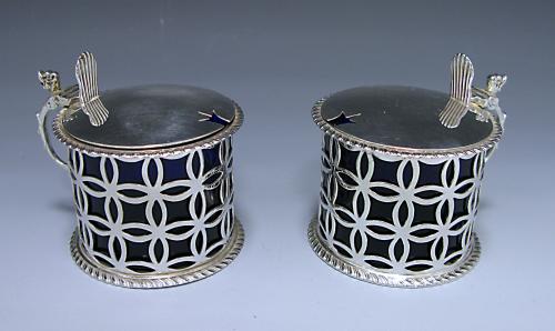 Pair of Edwardian Antique Sterling Silver Mustards