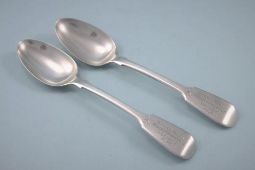WILLIAM IV Pair of Sterling Silver Buckingham Horticultural Society Prize Teaspoons