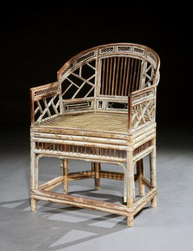 Regency Period Chinese Cantonese Bamboo and Cane Armchair a la Brighton Pavilion
