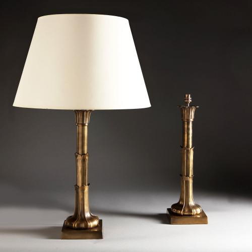 A Large Pair of William IV Column Lamps