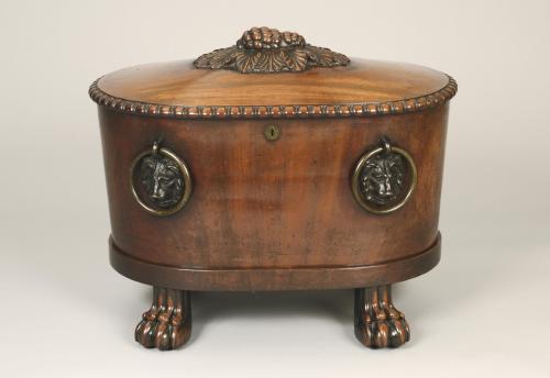 Grand Scale Regency Period Mahogany and Lead Lined Oval Wine Cooler