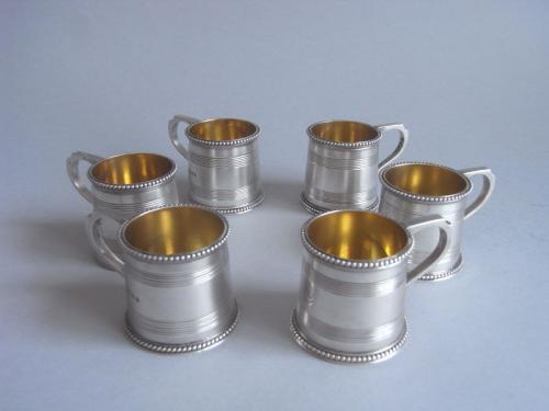 A very rare set of six Dram Mugs made in London in 1871 by Richard Sibley.